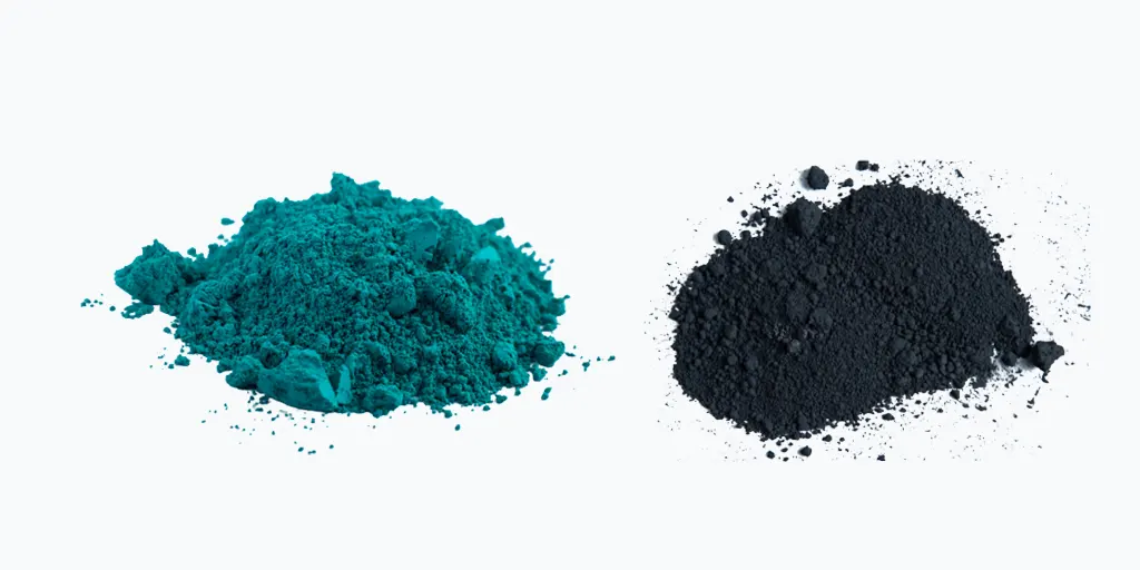 Cobalt Oxide Green Blue and Manganese oxide 