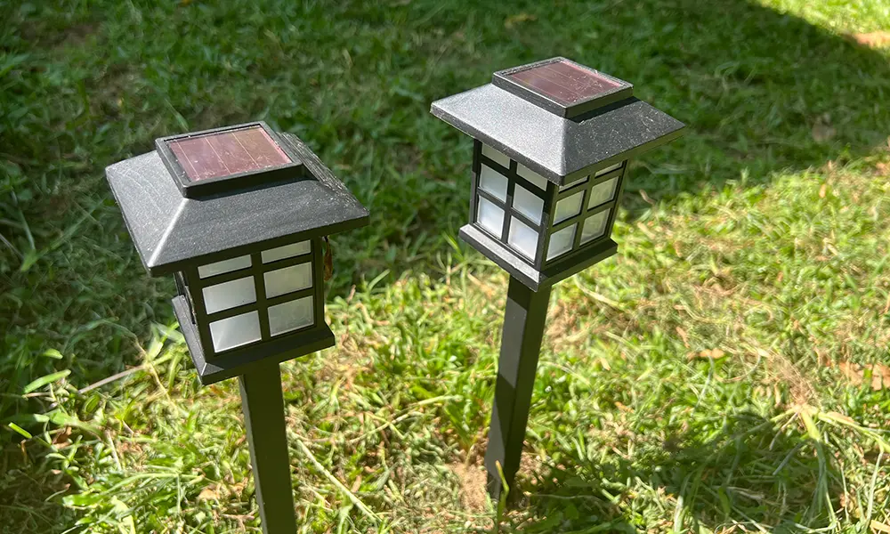 my two garden solar lights charging under the sun