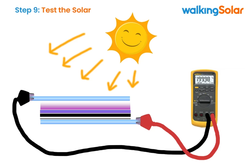 testing the solar cell under sun